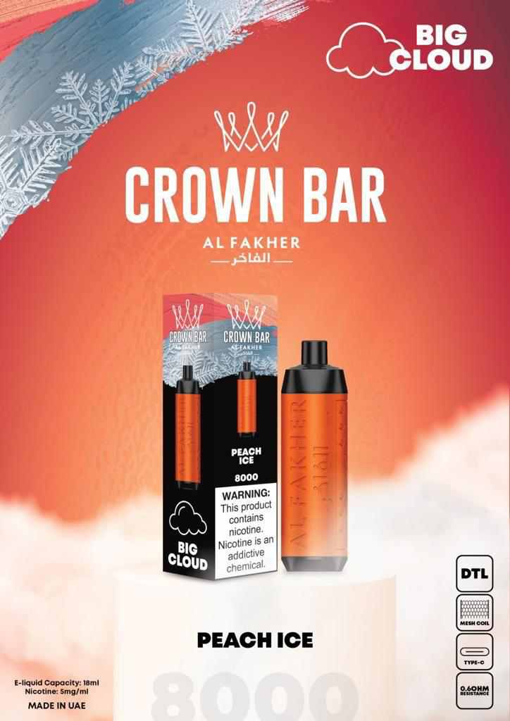 Peach Ice| Crown Bar 8000 Puffs