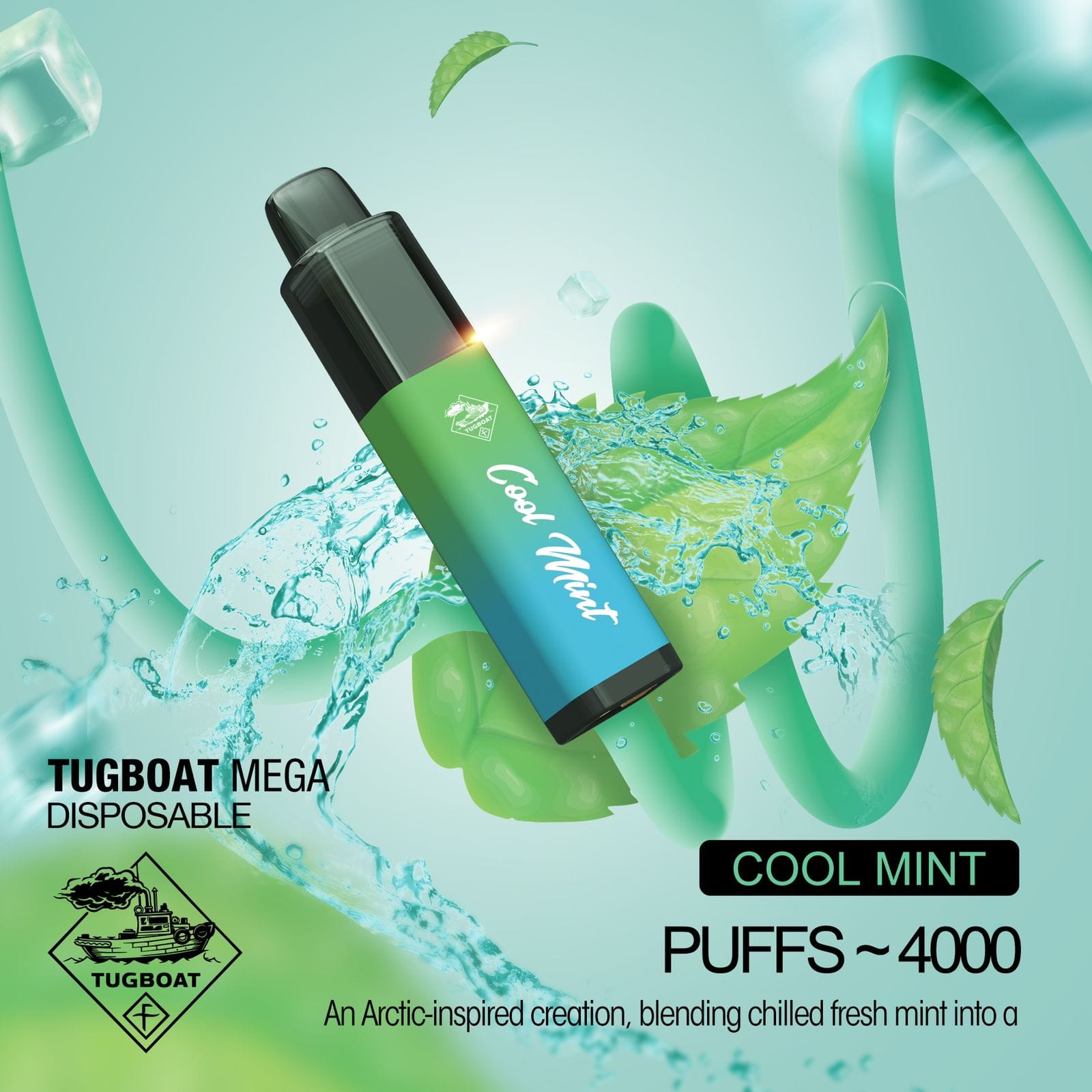 Cool Mint| Tugboat Mega 4000 Puffs