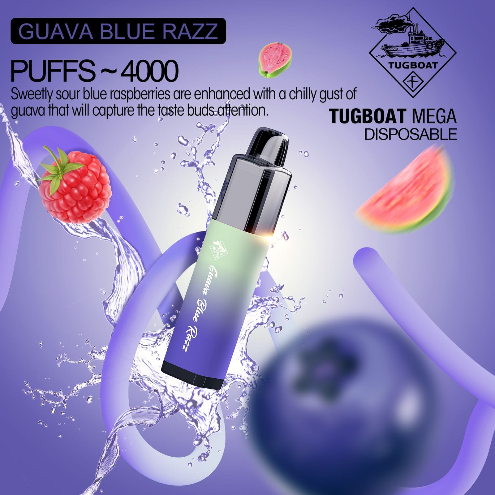 Guava Blue Razz| Tugboat Mega 4000 Puffs