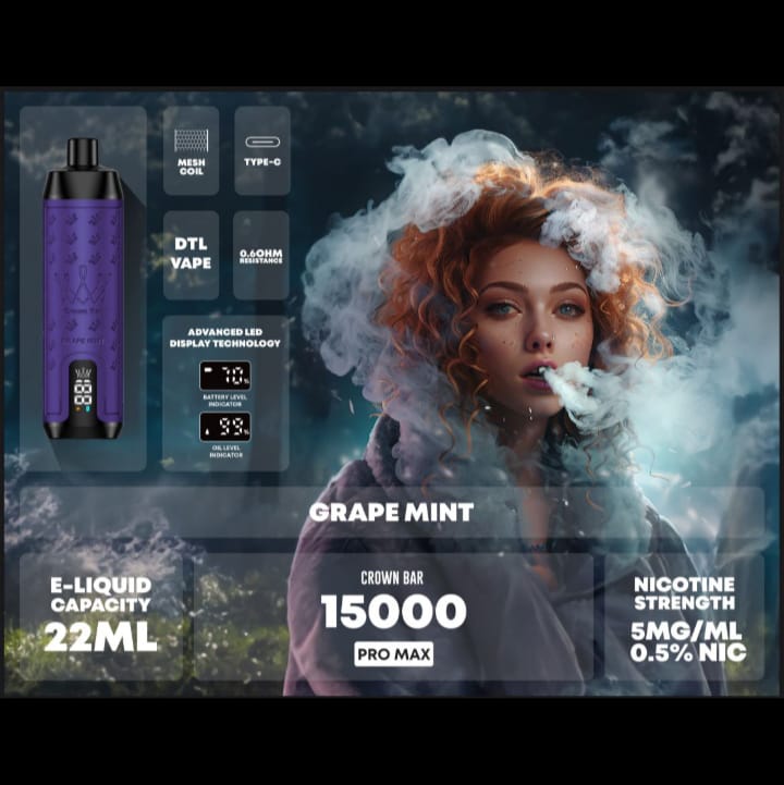 Grape Mint| Al Fakher Crawn Bar 15000 Puffs