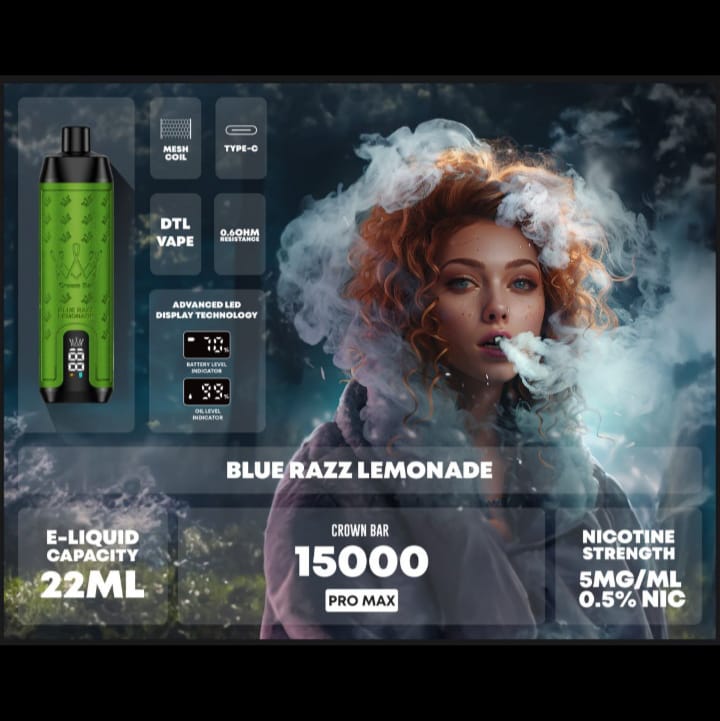 Blue Razz Lemonade| Al Fakher Crawn Bar 15000 Puffs