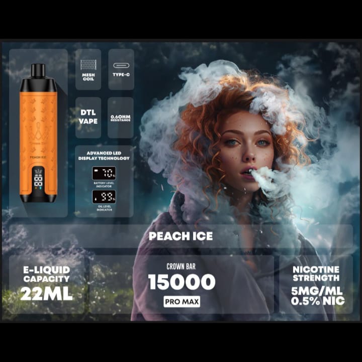 Peach Ice| Al Fakher Crawn Bar 15000 Puffs