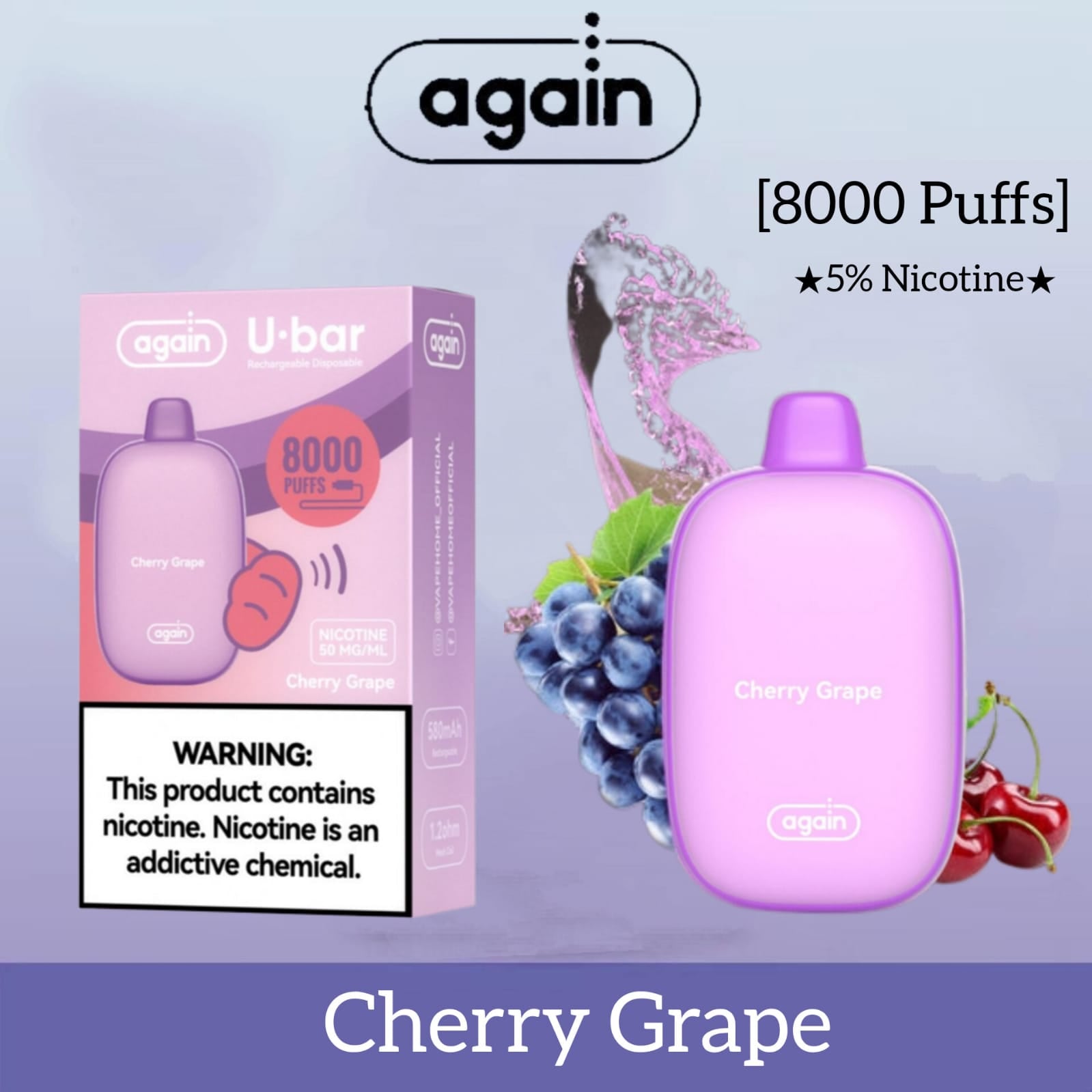 Cherry Grape| Again u-bar 8000 puffs